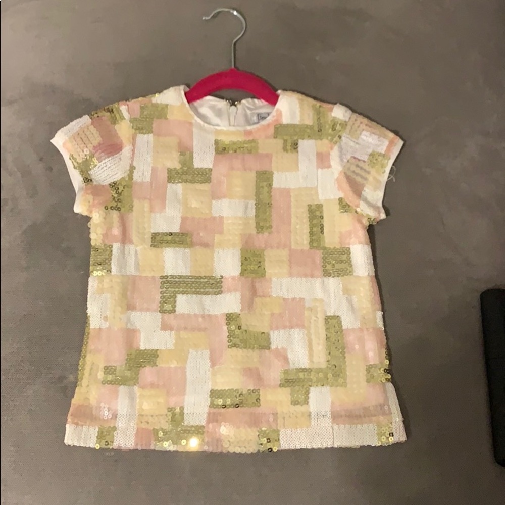 Sequin Top, Gold, Pink, White, Cream